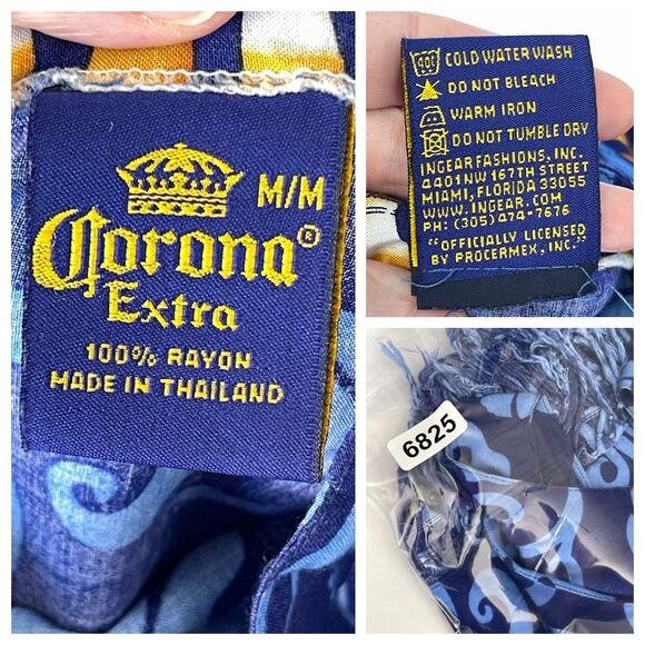 Corona Extra Women's Fringe Accents Tropical Sundress Y2K Size M Blue, Gold - Picture 10 of 10